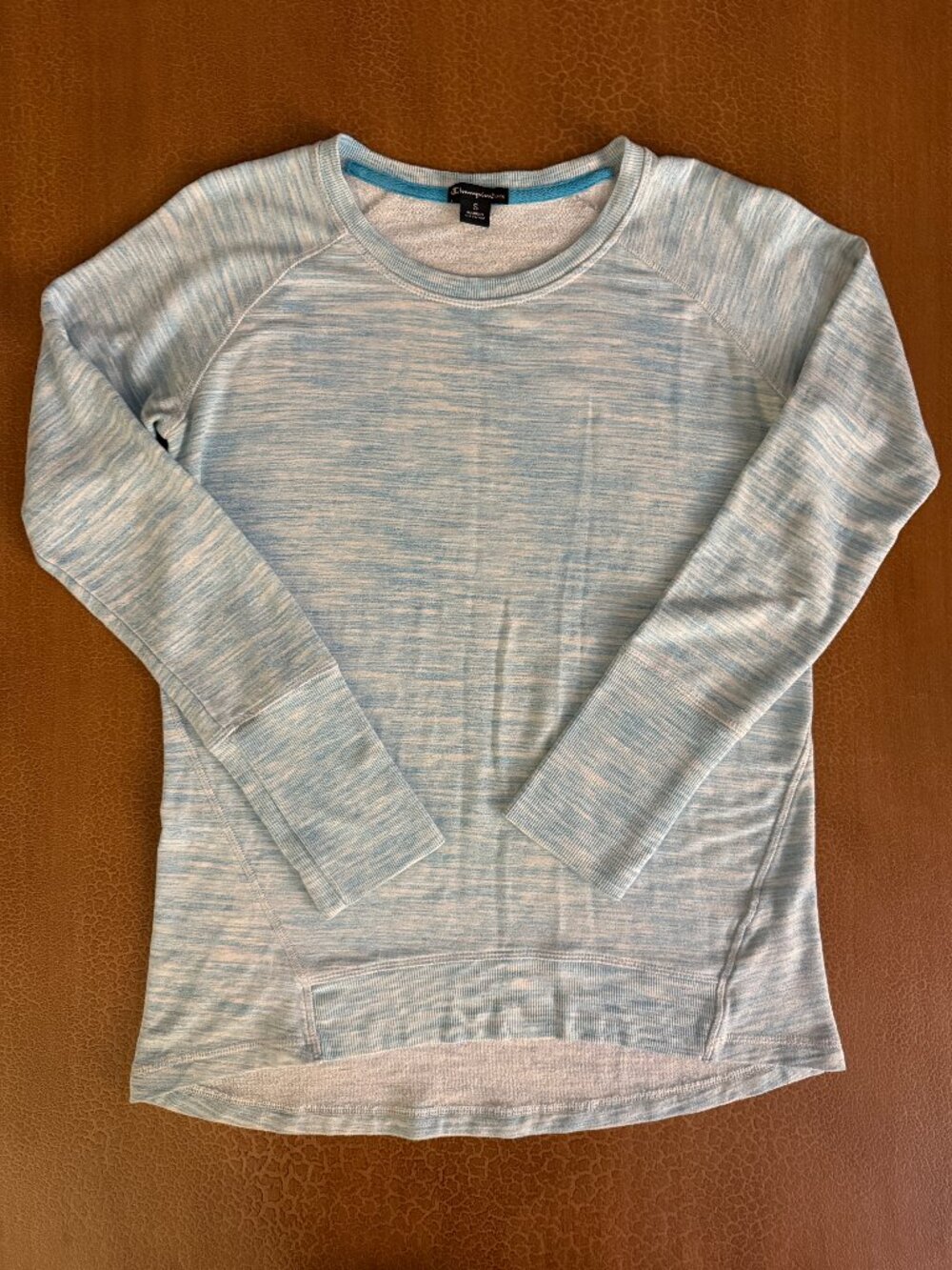 Champion Scoop Neck Sweatshirt Blue White - Size Small